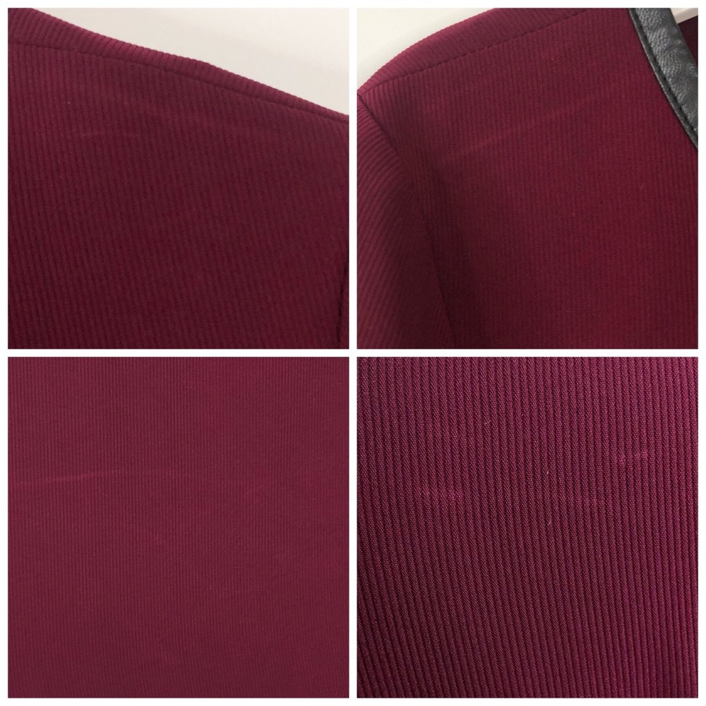 SOLD ECI Burgundy Faux Leather Trim Back Cutout Shift Dress - Picture 6 of 8
